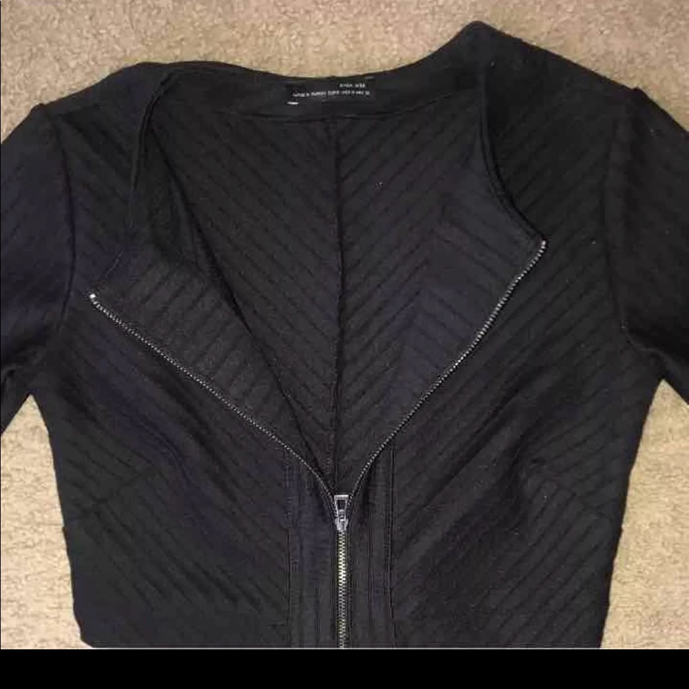 ZARA Fitted Zip Up Crop Top